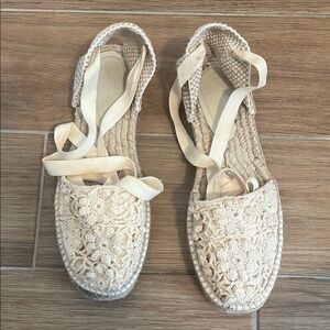 Polo by Ralph Lauren Cream Espadrilles with Chrocet Detailing